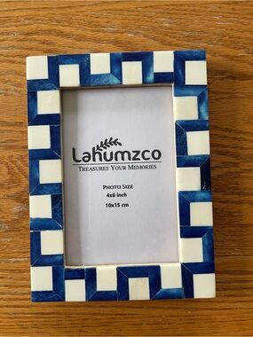 Blue and Cream Inlay Photo Frame 4x6 inches 🌼